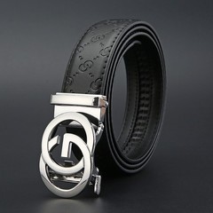Men&rsquo;s-GO-Belt-Leather-Ring Design-Auto Buckle- Avail in Gold, Silver and Gray