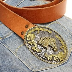 Horse Head Western Rodeo Gold Tone Design Fashion Cowboy Belt Buckle