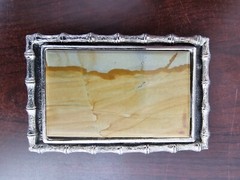 Nice Picturstone Handmade Bamboo Silvertone Western Belt Buckle 3-3/8×2-1/4&Prime;