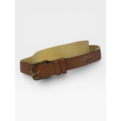 Lacoste Men&rsquo;s Brown Leather & Beige Canvas Belt size 34/85