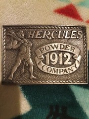 Hercules Powder Company 1912 Men&rsquo;s Silver Metal Clip Belt Buckle Logo USA
