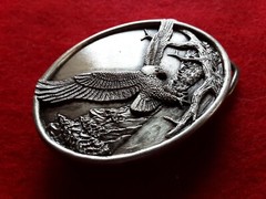 PEWTER BELT BUCKLE, « EAGLE » 3-D DESIGN, SISKIYOU-BERGAMOT USA, MAN-0724*08414