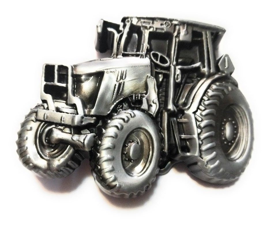 ♈ Raised Graphics ♈ Antique Silver Color tractor mens Belt Buckle Country Farm