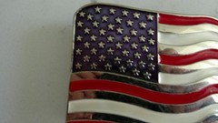 VTG. American Flag Stars & Stripes Metal Belt Buckle