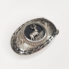 Elk Belt Buckle, Large Metal Silver Tone