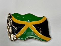 Jamaican Flag Jamaican Pride Silver Green Yellow & Black Patriotic Belt Buckle