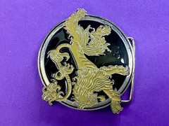 Game of Thrones Lannister House Roaring Lion Yellow Black Enameled Belt Buckle