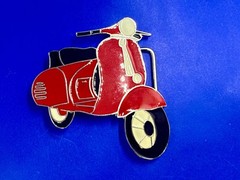 Red & Black White Vespa Classic Scooter Motorcycle Design NOS Belt Buckle