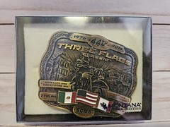 THREE 3 FLAGS CLASSIC MEXICO USA REGINA CANADA BELT BUCKLE 2019 NIP