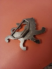 Lion Belt Buckle Pewter Brushed Nickel Angry 2 Inch Bar