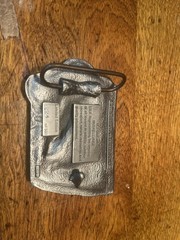 Vintage Iowa Wildlife Federation Metal Fish Belt Buckle Muskie hunt