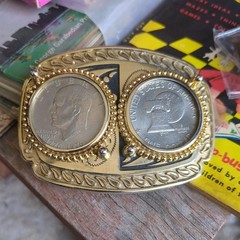 Vintage 1776-1976 Bicentennial Eisenhower Dollar Coin Denver Mint Belt Buckle