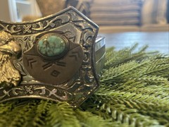 American Eagle Belt Buckle with a Navaho Indian Design W/Turquoise Accent ladies