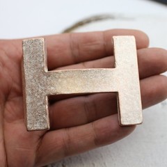 H Belt Buckle Smooth Silver Tone Classic Sporty Metal Buckle