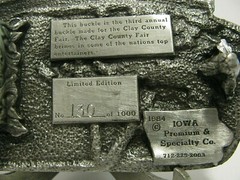 3rd Annual 1984 Clay County Fair Spencer Iowa Tractor Belt Buckle Limited Ed 130