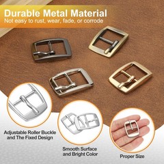 6 Pcs 0.8 Inch Single Prong Buckles Square Center Bar Buckles, Silver Tone