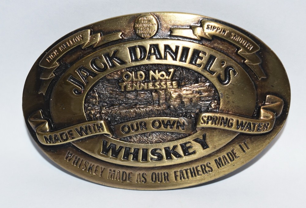 Vintage Gold Jack Daniel’s Tennessee Whiskey D-190 Bergamot Metal Belt Buckle!