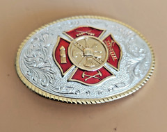 Aminco Heritage Collection Fireman&rsquo;s Belt Buckle Silver & 24K Gold Plated