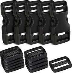 Buckles 1&Prime;, Buckles for Straps 1 Inch 5 PCS, 10PCS Tri-Glide Slide Set, Plastic