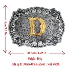 Men&rsquo;s Belt Buckles, English Letter in 3D, Western Style, CowboyAlphabe…