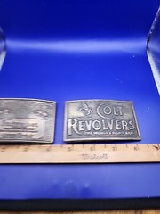 Vintage Belt Buckles Colt Revolvers & 1970s BUDWEISER Lager Beer – Brass Buckles