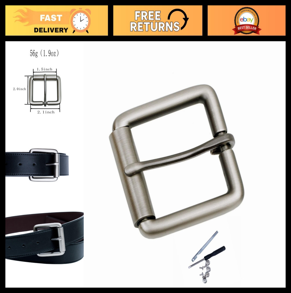 Heavy Duty 1.5&Prime; Belt Buckle Replacement – Roller Single Pin Accessories, 38mm-40