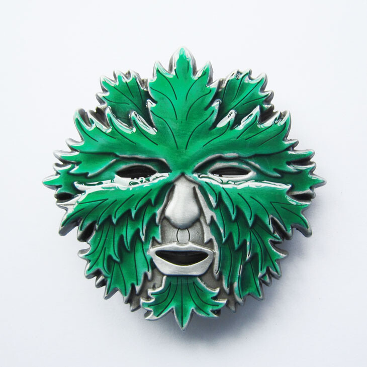 Green Man Face Novelty Metal Belt Buckle