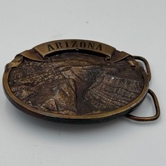Vintage Arizona Grand Canyon Belt Buckle 3D Relief Western Brass Tone Oval