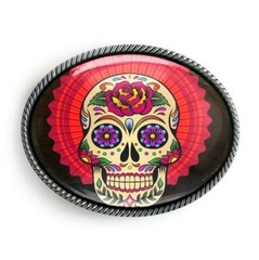 Mexican Sugar Skull Tattoo Art Men Women Handmade Belt Buckle