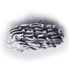 Lion Angry Head Curly Designed Hair Sterling Silver Belt Buckle