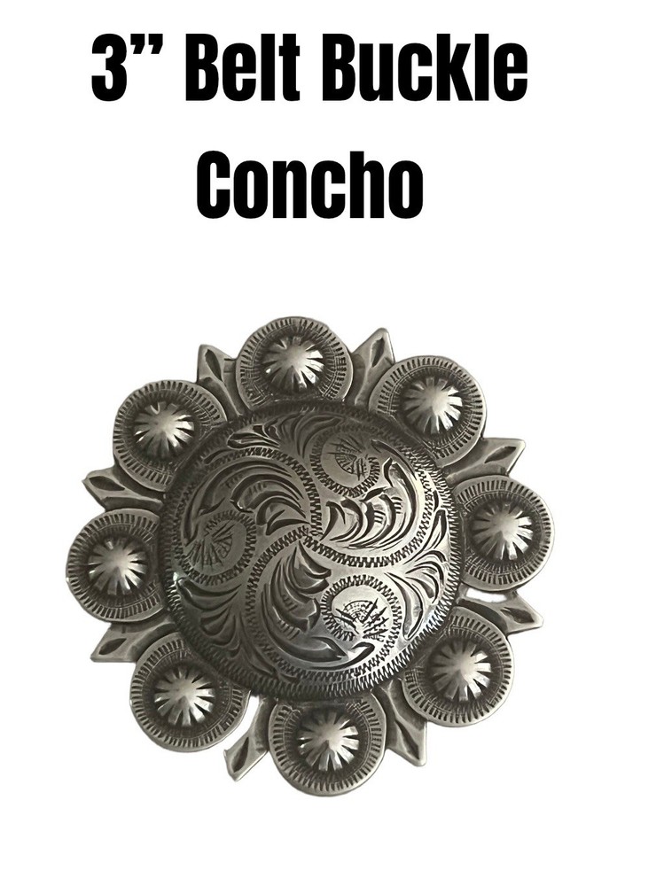 Western Fashion 3” Round Belt Buckle Antique Nickel Metal Unisex