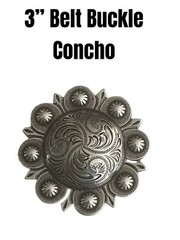 Western Fashion 3” Round Belt Buckle Antique Nickel Metal Unisex