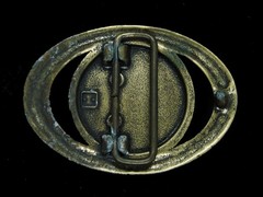 TJ15115 REALLY COOL **HORSE** UNKNOWN COMPANY LOGO BRASSTONE BELT BUCKLE