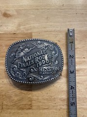 Hesston Vintage Rodeo Belt Buckle 1990 METAL Original Wrap Collector Patina GIFT