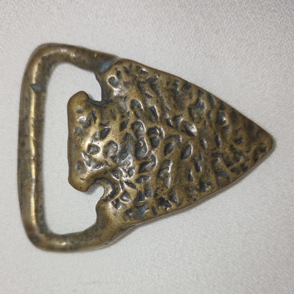 Arrowhead Belt Buckle 2&Prime; Brass 70s Vintage Textured Western