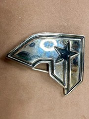 Famous Stars & Straps Silver Black Star Logo Metal Y2K Belt Buckle