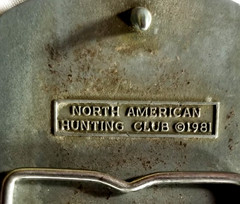 North American Hunting Club Life Member Belt Buckle Lawrence Parmley Eagle Rifle