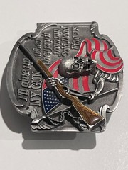 My Gun Pry It From Belt Buckle USA Flag NRA Skull Fight siskiyou Pewter