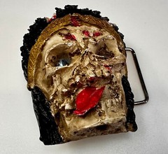 Creepy Pirate Skull W/ Led Light Color Chang Eyes Halloween Cosplay Belt Buckle