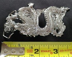 DRAGON FIRE FLAME BREATHING SOLID BRASS CHROME PLATED BARON BELT BUCKLE 1981