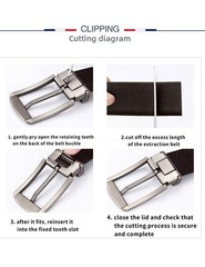 Men&rsquo;s Genuine Leather Dress Belt, 32&Prime;-34&Prime; Waist Adjustable, Silver-black068