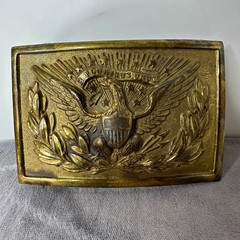 Vintage Brass Eagle Belt Buckle E Pluribus Unum US Great Seal Rectangular Plate