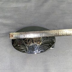 Child Sized Belt Buckle Western Covered Wagon Silver Tone