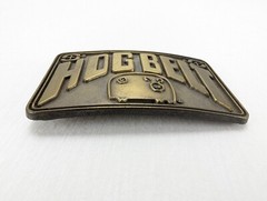 Brass Hog Belt Buckle Charles City Iowa Salsbury Laboratories Farmer Cowboy VTG