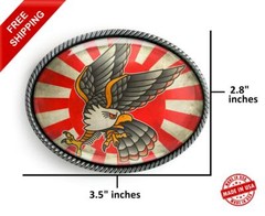 Vintage Eagle Belt Buckle – Traditional Tattoo Flash Handmade Accessory – 736