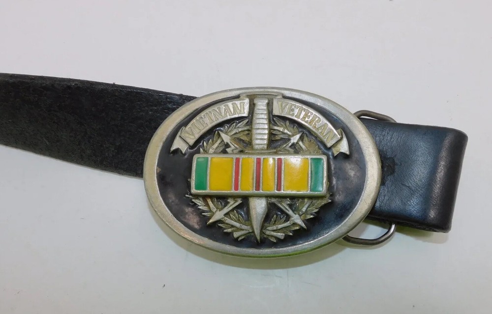Vietnam Veteran 1996 GAP 4360 Service Medal Ribbon Belt Buckle Made in USA VGUC