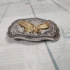 Men&rsquo;s Western Eagle Belt Buckle Metal Silver/Gold Color Rectangular Fits 1.5&Prime;