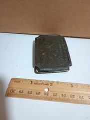 Vintage Quaker State Open Forum Bowl Bowling Belt Buckle Hit Line USA Metal