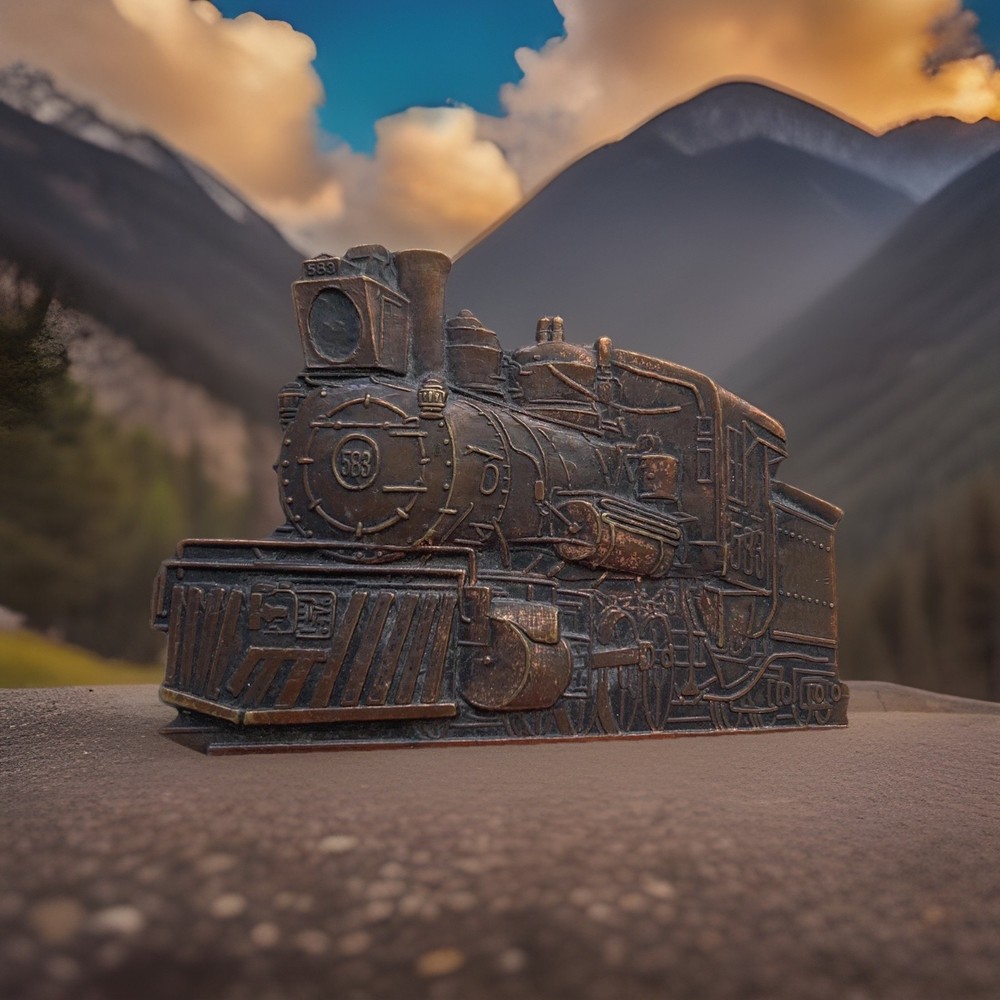 VINTAGE LOCOMOTIVE TRAIN THEME 583 BELT BUCKLE – HEAVY- GW-13