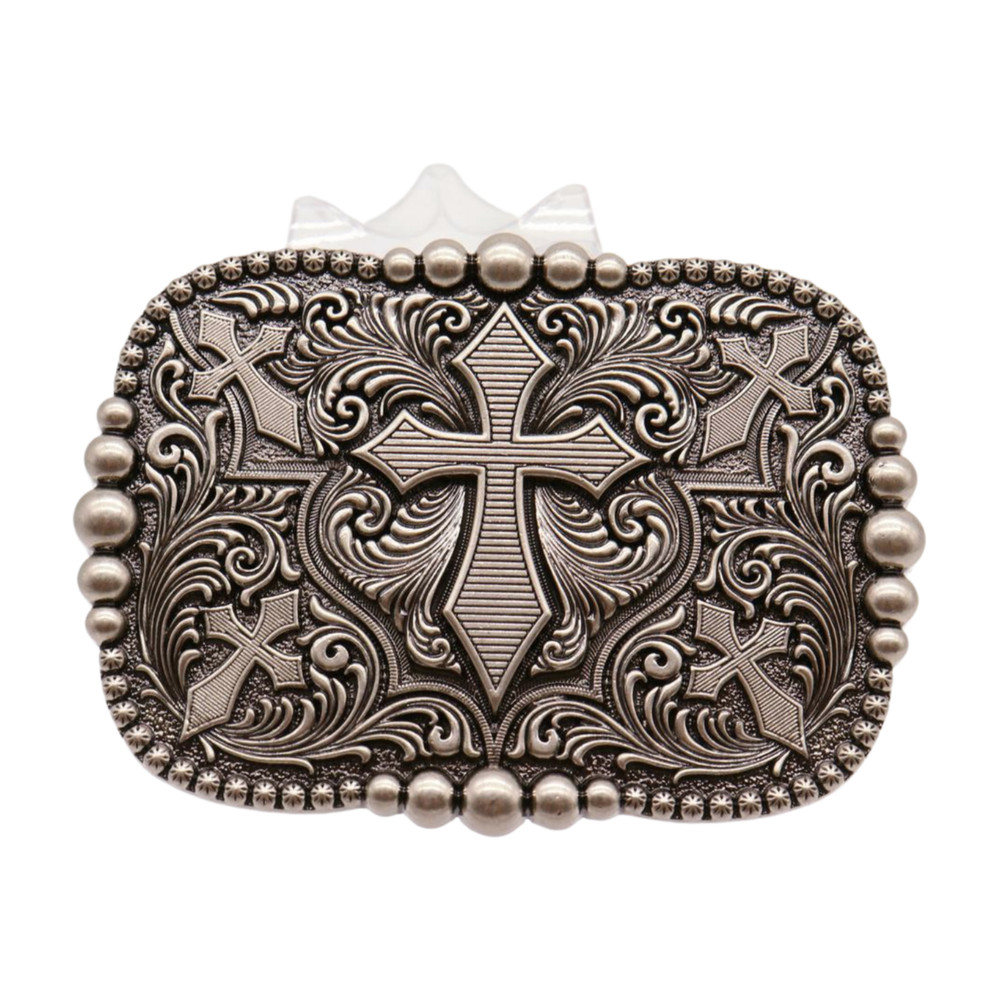 New Men Belt Buckle Antique Silver Metal Western Cross Weekend Fashion Accessory